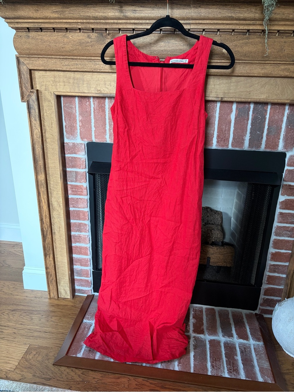 Abercrombie & Fitch Red Sleeveless Maxi Dress with Square Neckline